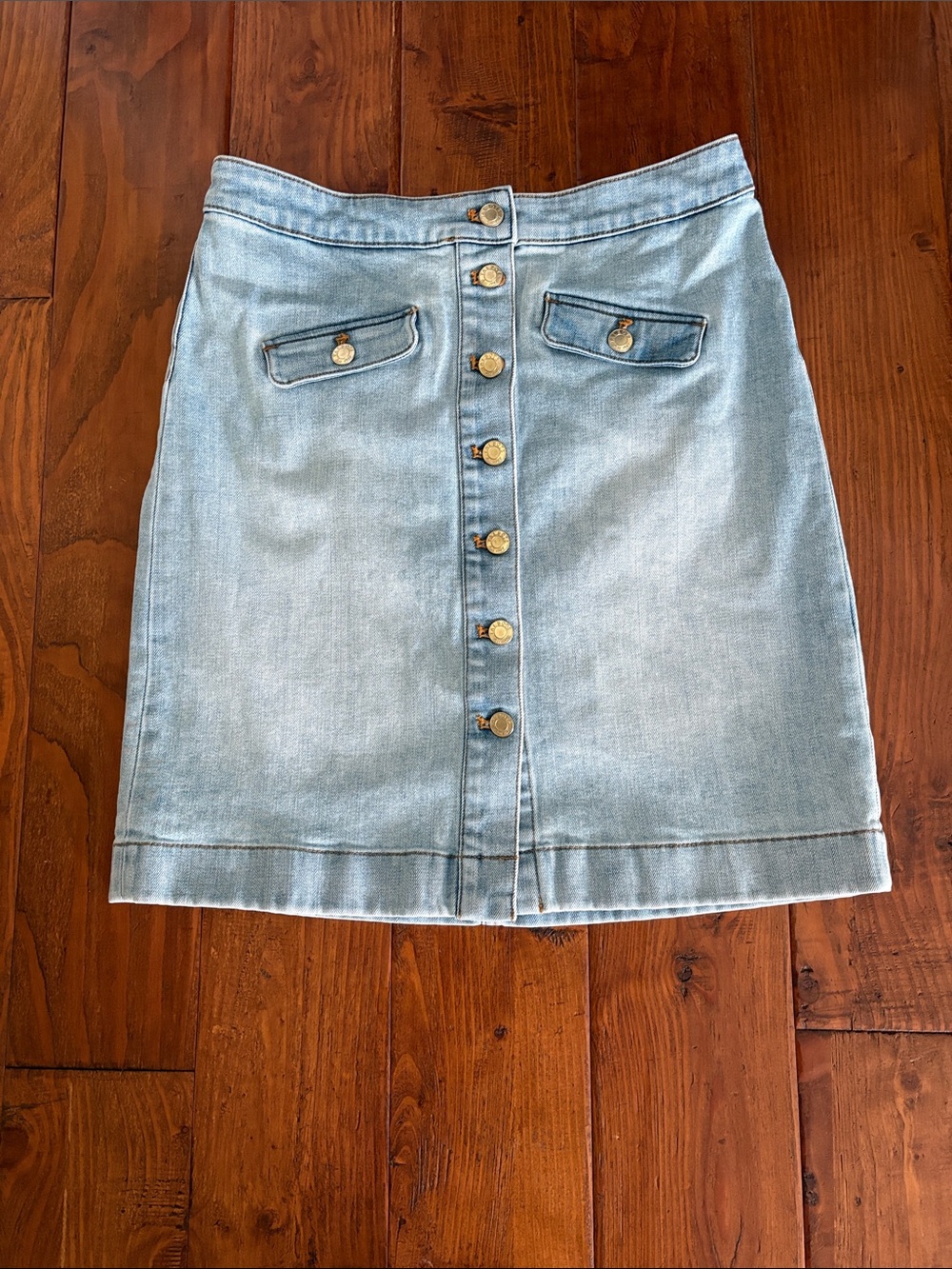 Talbots Light Blue Denim Button-Front Skirt